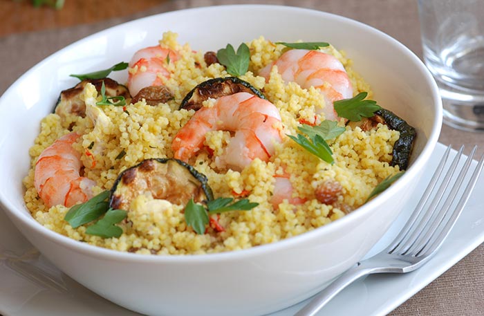 Prawns and Couscous with Yoghurt
