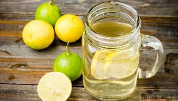 Mix lemon juice add hot water is wholesome to drink daily